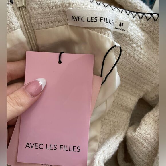 Anthropologie Avec Les Filles Tweed Cut Out Mini Dress NEW sz medium Preppy - Picture 2 of 4